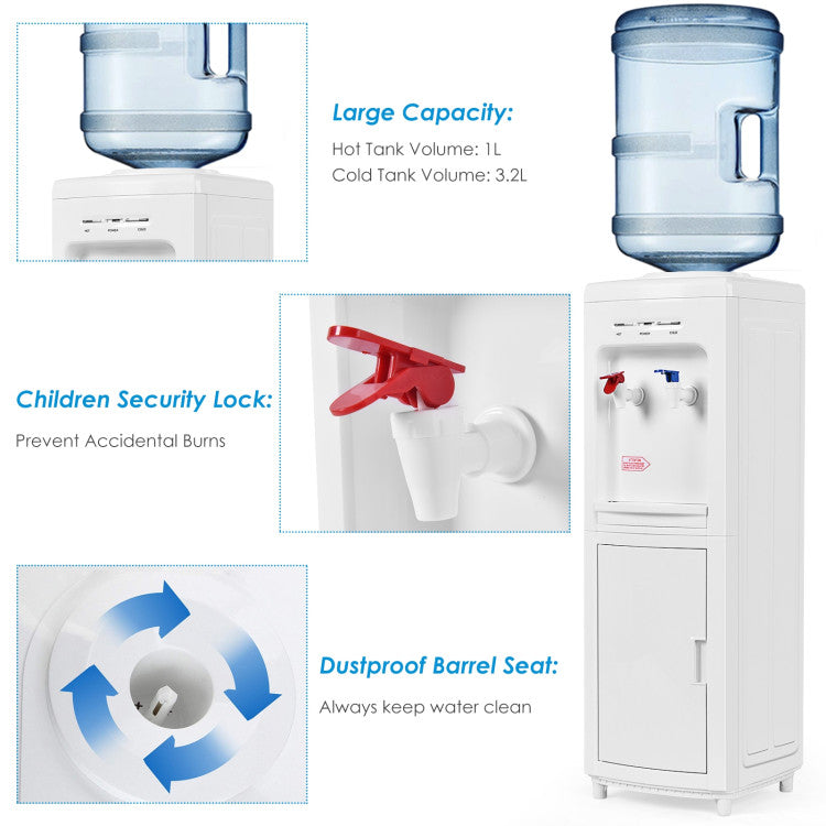 5-Gallon Hot & Cold Water Dispenser with Child Safety Lock
