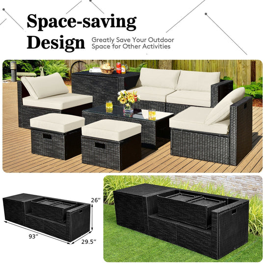 11 Pieces Patio Dining Set with 15 Feet Double-Sided Patio Umbrella Base Included