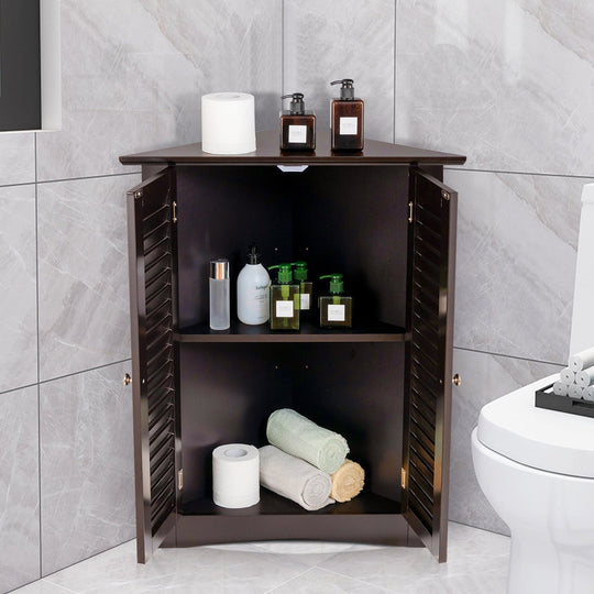 Bathroom Corner Storage Freestanding Floor Cabinet with Shutter Door