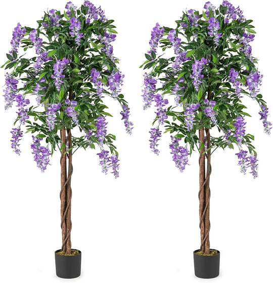 Artificial Wisteria Tree 5.5 FT with Nursery Pot Set of 2