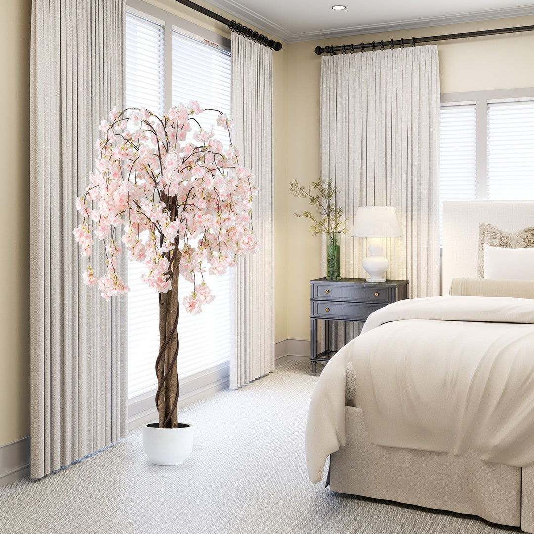 5.5 FT Tall Artificial Cherry Blossom Tree with Pink/White Flowers 2 Pack