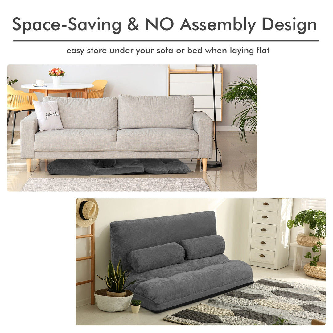 6-Position Adjustable Sleeper Lounge Couch with 2 Pillows