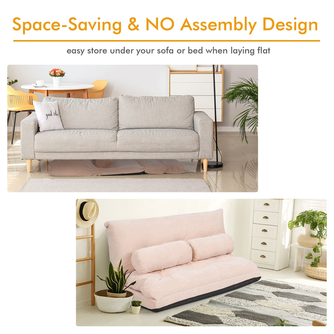 6-Position Adjustable Sleeper Lounge Couch with 2 Pillows