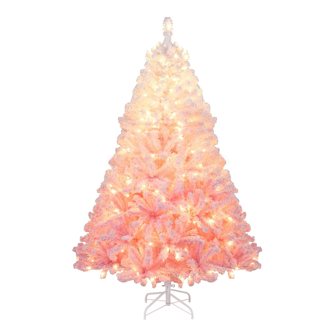 5/6/7/8 FT Artificial Christmas Tree with Warm White LED Lights and 8 Modes for Holiday
