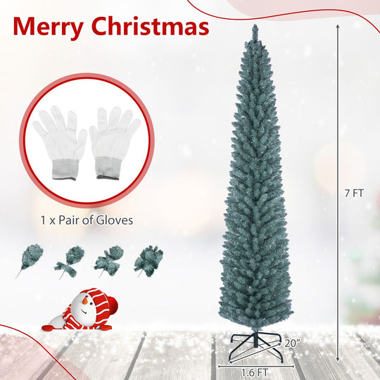 5/6/7/8 Feet Artificial Christmas Tree with 210/320/418/535 PVC Branch Tips