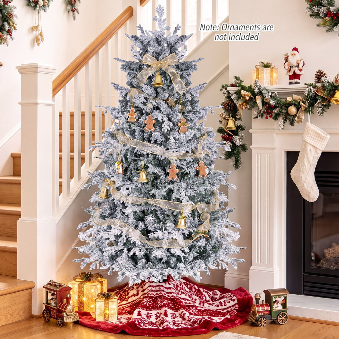 5/6/7/8 Feet Pre-Lit Artificial Christmas Tree with Warm White LED Lights
