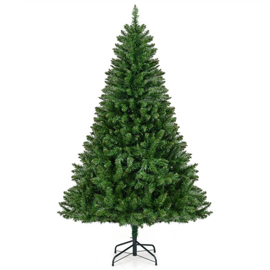 5/6/7 Feet Artificial Christmas Tree Hinged Xmas Tree with 7 Lighting Modes