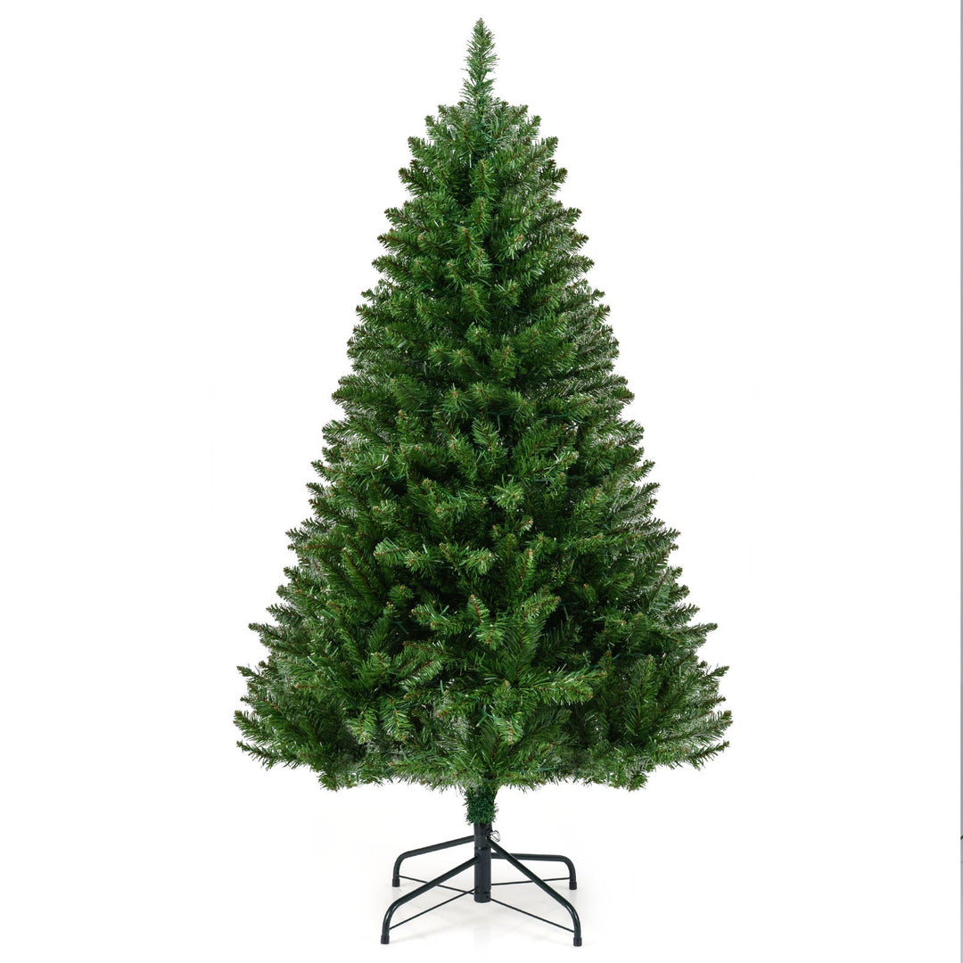 5/6/7 Feet Artificial Christmas Tree Hinged Xmas Tree with 7 Lighting Modes
