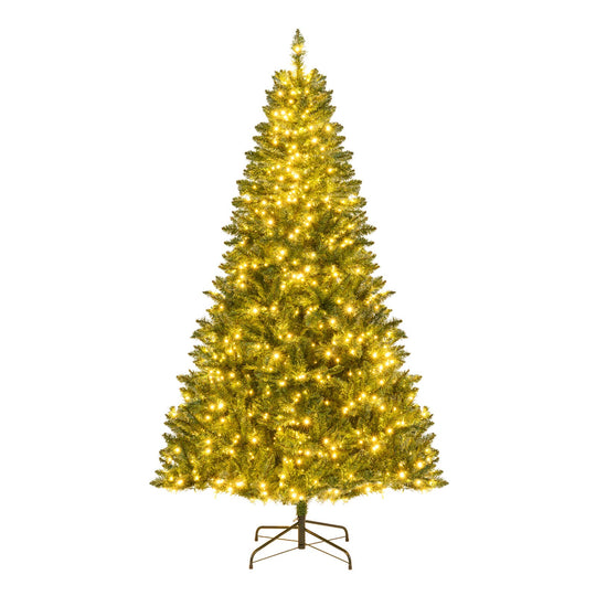 5/6/7 Feet Artificial Christmas Tree Hinged Xmas Tree with 7 Lighting Modes