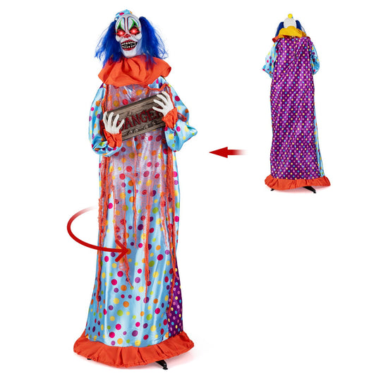 5.6 ft Halloween Animated Clown with Snap-up Head and Voice Effects