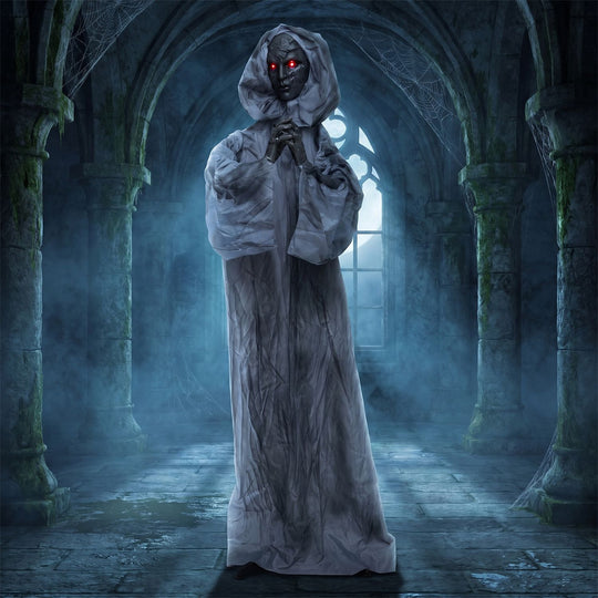 5.6 ft Halloween Weeping Woman Animatronic with Light-Up Eyes and Moving Body