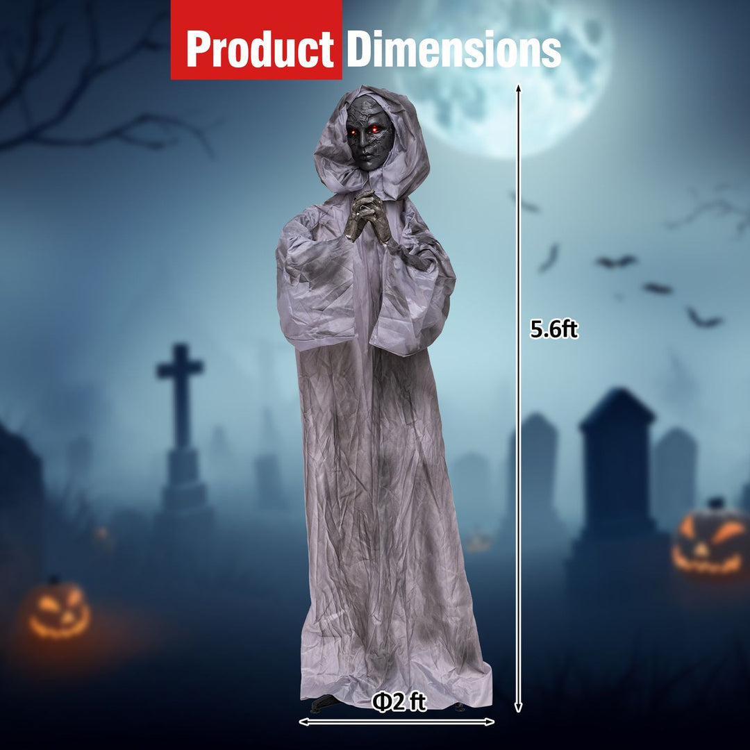 5.6 ft Halloween Weeping Woman Animatronic with Light-Up Eyes and Moving Body