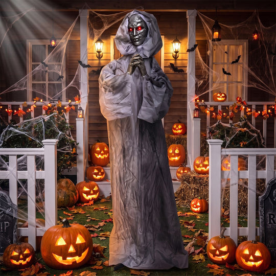 5.6 ft Halloween Weeping Woman Animatronic with Light-Up Eyes and Moving Body