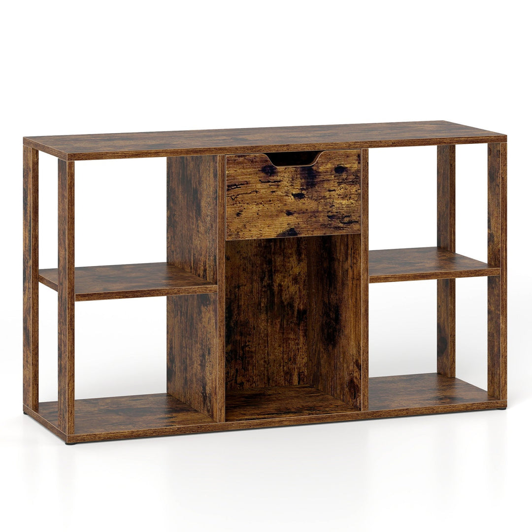 5-Cube Bookcase with Storage Drawer - Rustic Brown