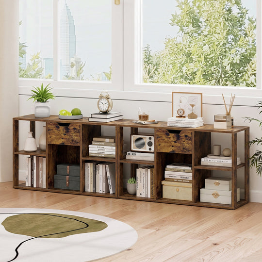 5-Cube Bookcase with Storage Drawer - Rustic Brown