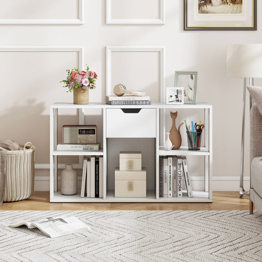 5-Cube Bookcase with Storage Drawer - Rustic Brown