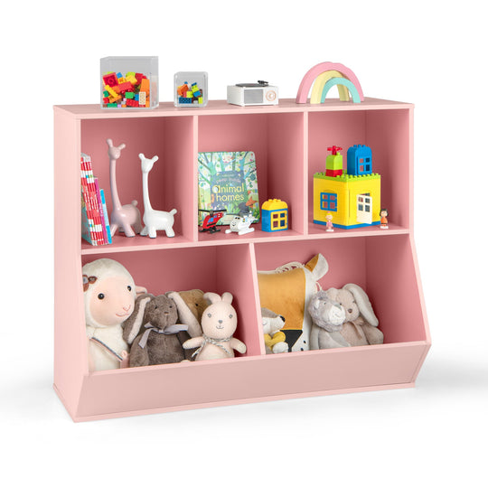 5-Cube Wooden Kids Toy Storage Organizer with Anti-Tipping Kits