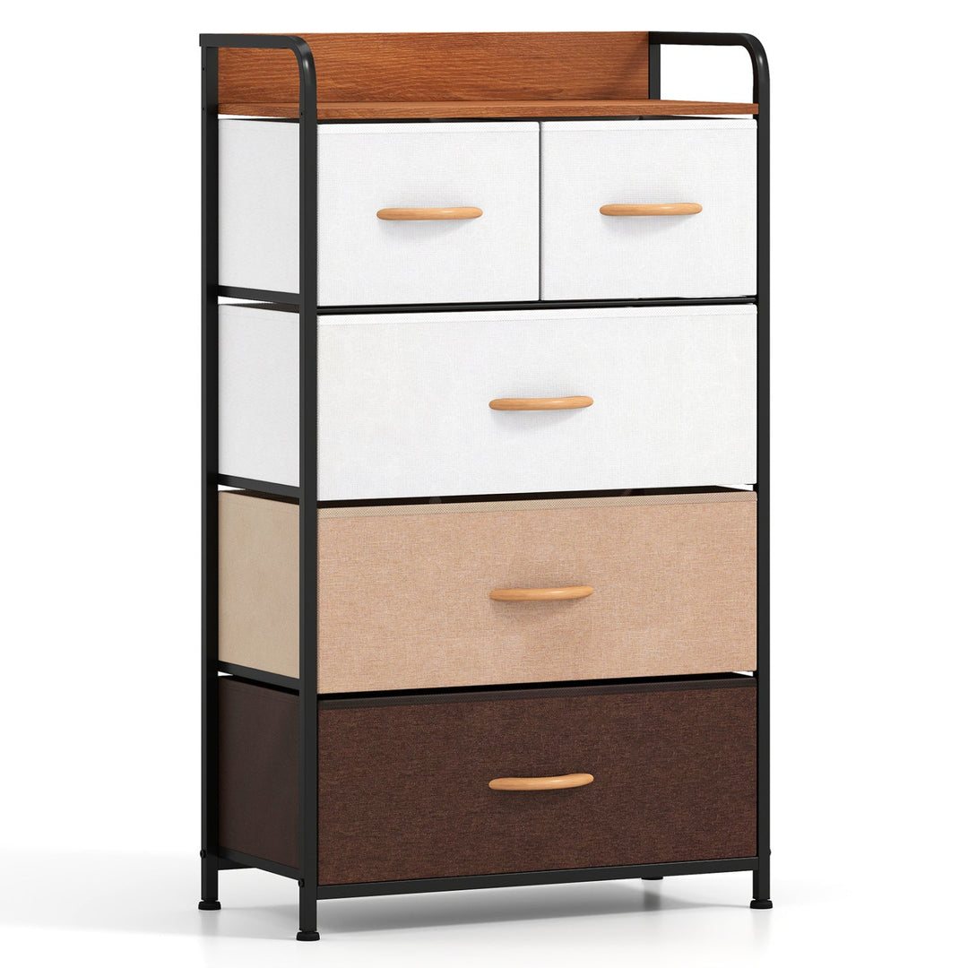 5-Drawer Fabric Dresser with Removable Bins