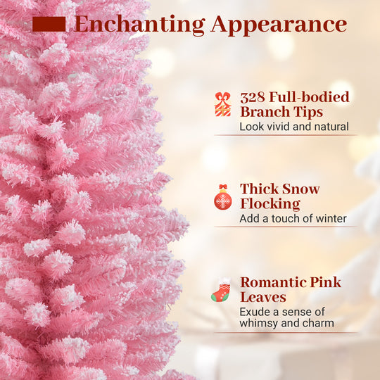 5 Feet Artificial Christmas Tree with 328 Branch Tips and Folding Metal Stand for Home