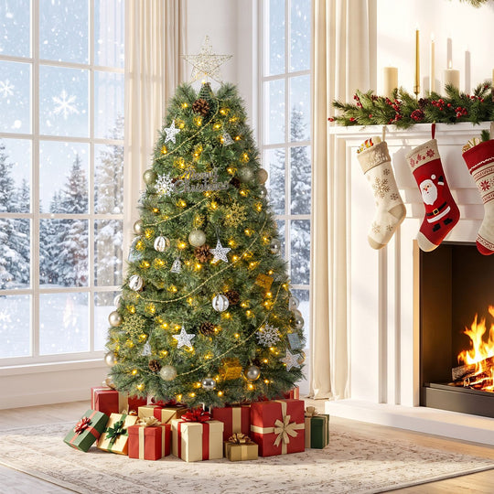 6 Artificial Christmas Tree Hinged Fully-Decorated with 238/360/524 Blossom Pine Needles