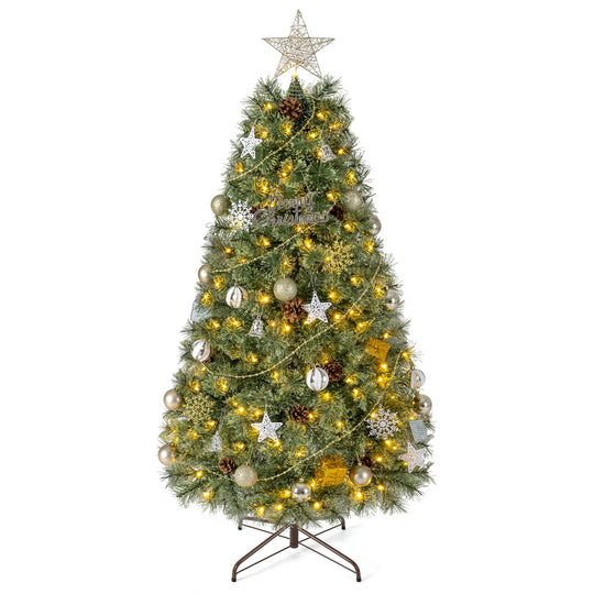 6 Artificial Christmas Tree Hinged Fully-Decorated with 238/360/524 Blossom Pine Needles