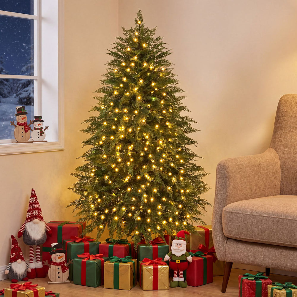 5 FT Artificial Christmas Tree with 406 Full Branch Tips and 245 Warm White LED Lights