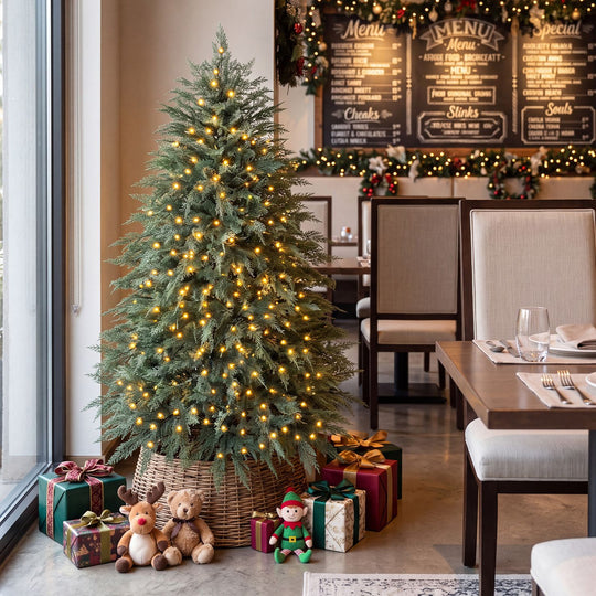 5 FT Artificial Christmas Tree with 406 Full Branch Tips and 245 Warm White LED Lights
