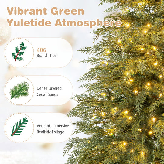 5 FT Artificial Christmas Tree with 406 Full Branch Tips and 245 Warm White LED Lights