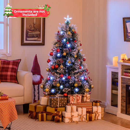 5 FT Flocked Christmas Tree with 8 Lighting Modes