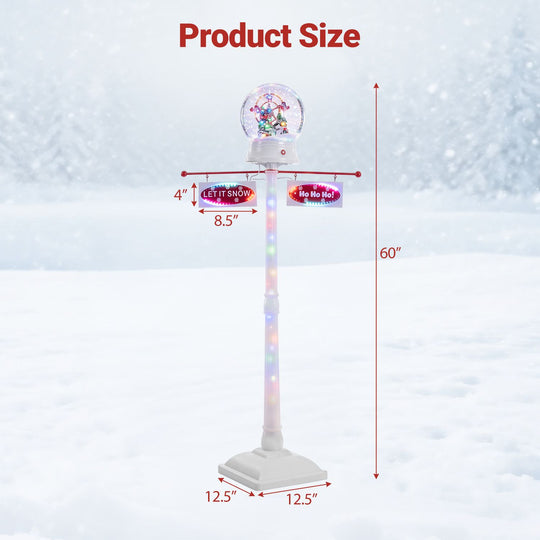 5 FT Indoor Christmas Street Lamp Post with Colorful Lights-White