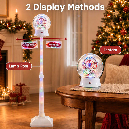 5 FT Indoor Christmas Street Lamp Post with Colorful Lights-White