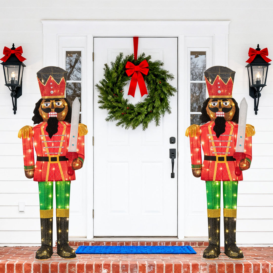5 FT Lighted Christmas Nutcracker with Glitter Sword for Outdoor