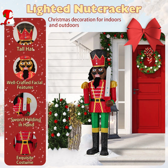 5 FT Lighted Christmas Nutcracker with Glitter Sword for Outdoor