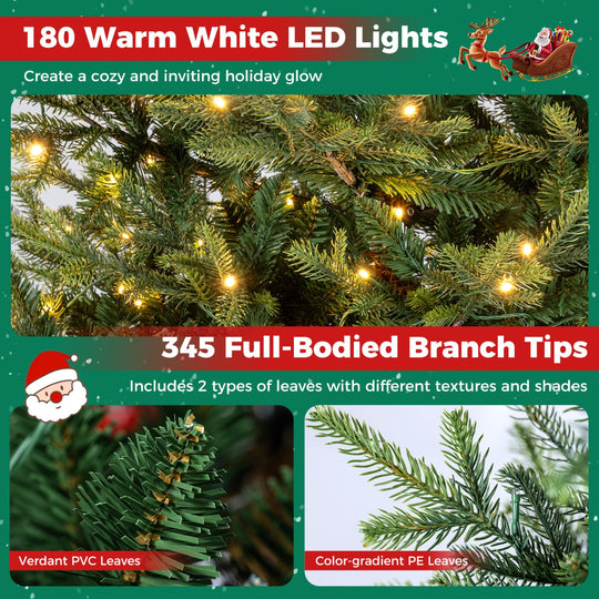 6 FT Pre-Lit Artificial Christmas Tree with 240 LED Lights