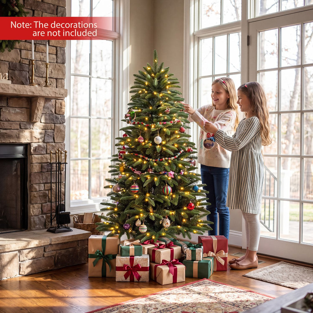 6 FT Pre-Lit Artificial Christmas Tree with 3 Gift Boxes and 780 Lush Branch Tips