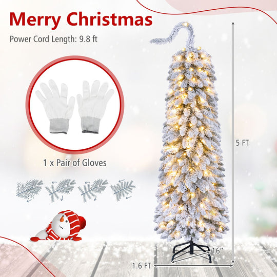 5 FT Pre-Lit Artificial Christmas Tree with Bendable Top and 110 Warm White LED Lights
