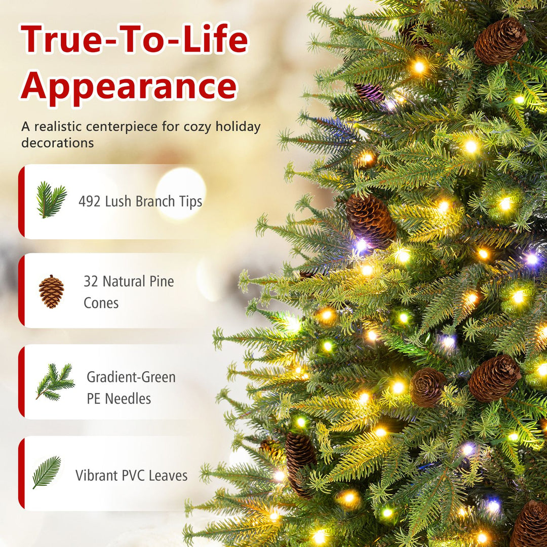 6FT Pre-Lit Artificial Christmas Tree with Warm White and Multicolor LED Lights