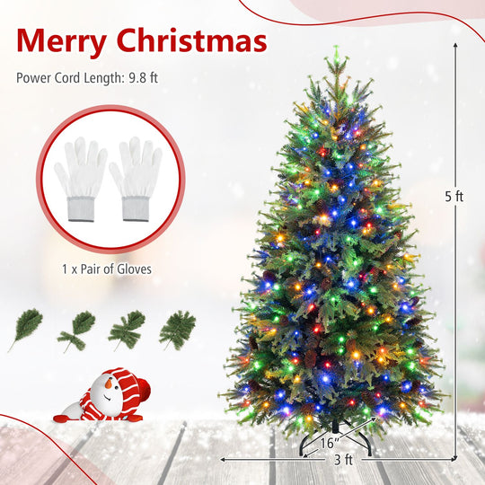 6FT Pre-Lit Artificial Christmas Tree with Warm White and Multicolor LED Lights