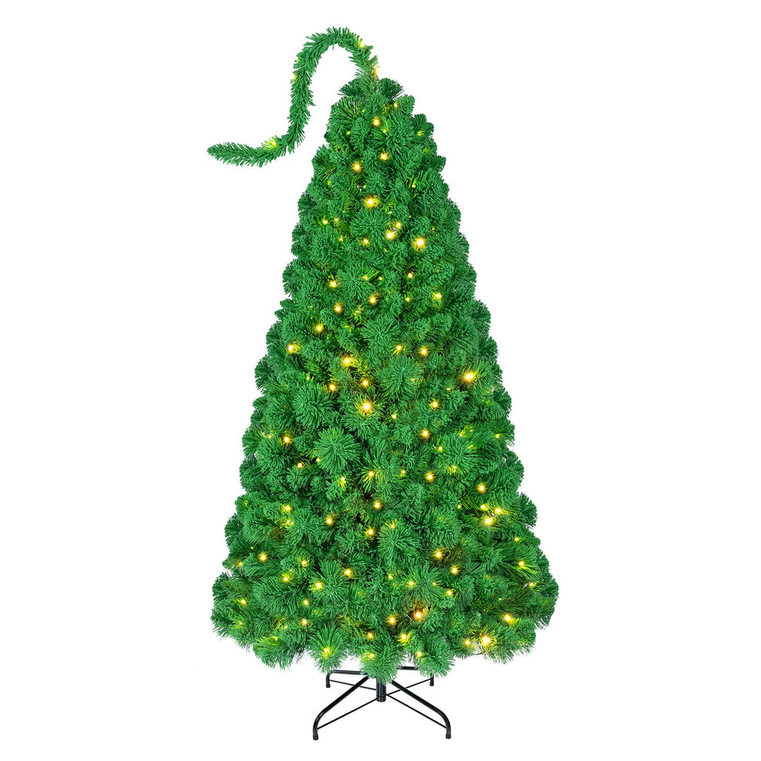6 FT Pre-Lit Artificial Christmas Tree with Green Snow Flocking