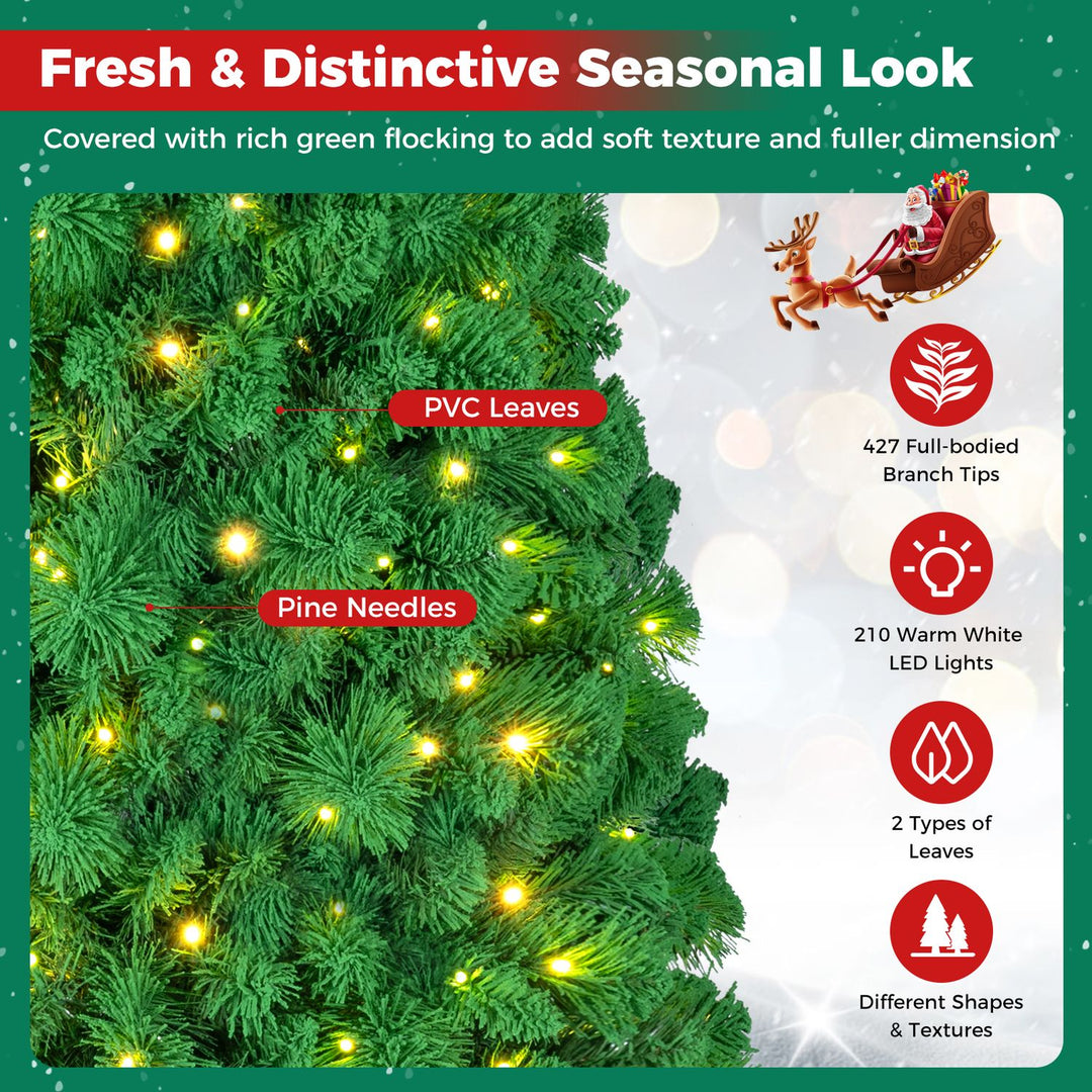 6 FT Pre-Lit Artificial Christmas Tree with Green Snow Flocking