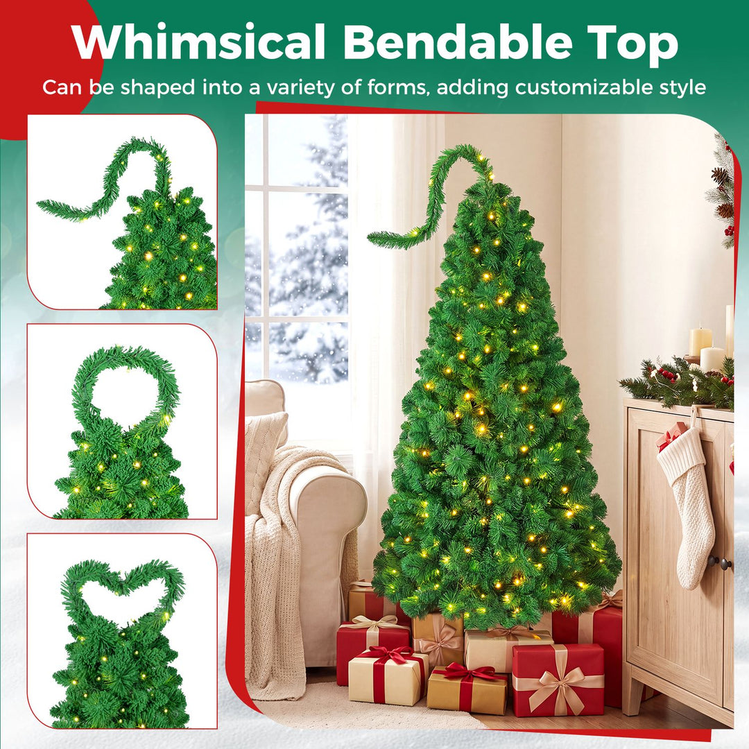 6 FT Pre-Lit Artificial Christmas Tree with Green Snow Flocking
