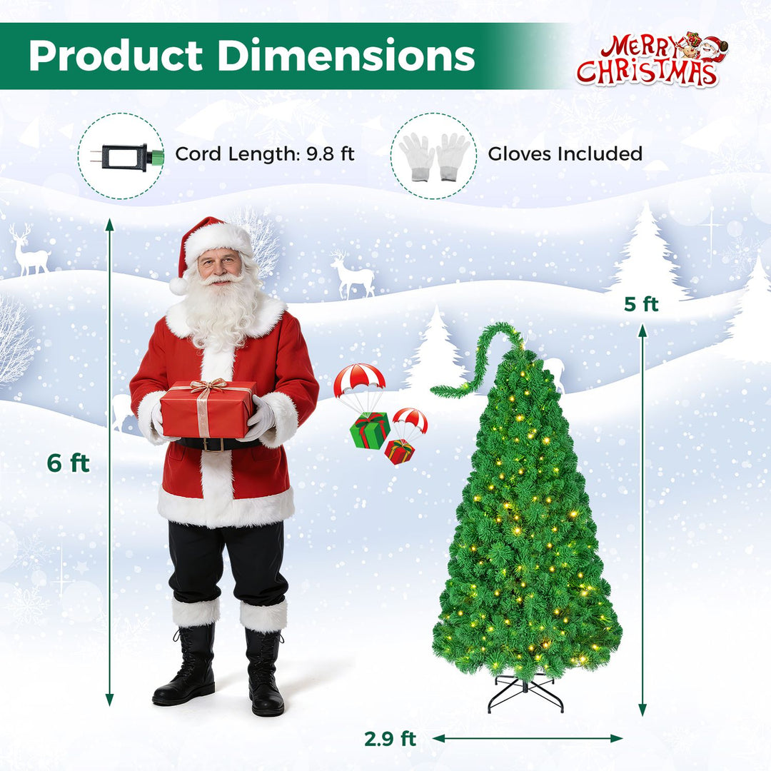6 FT Pre-Lit Artificial Christmas Tree with Green Snow Flocking