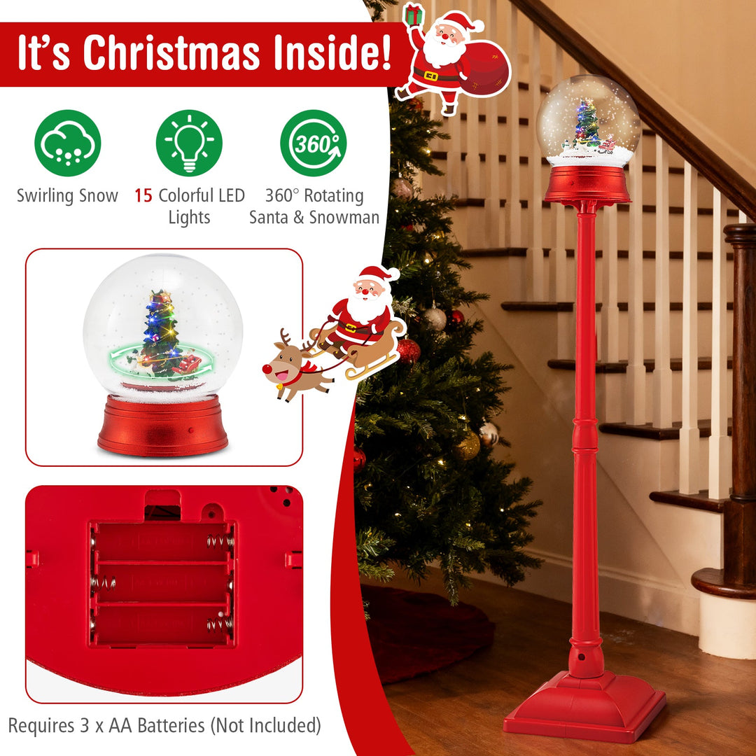 5 Ft Musical Christmas Street Lamp with 8 Tunes and Blowing Snow-Red