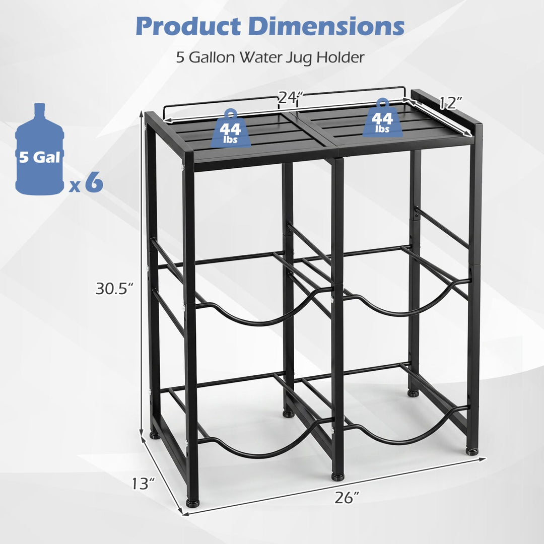 5 Gallon Water Jug Holder for 4 Bottles with Storage Shelf