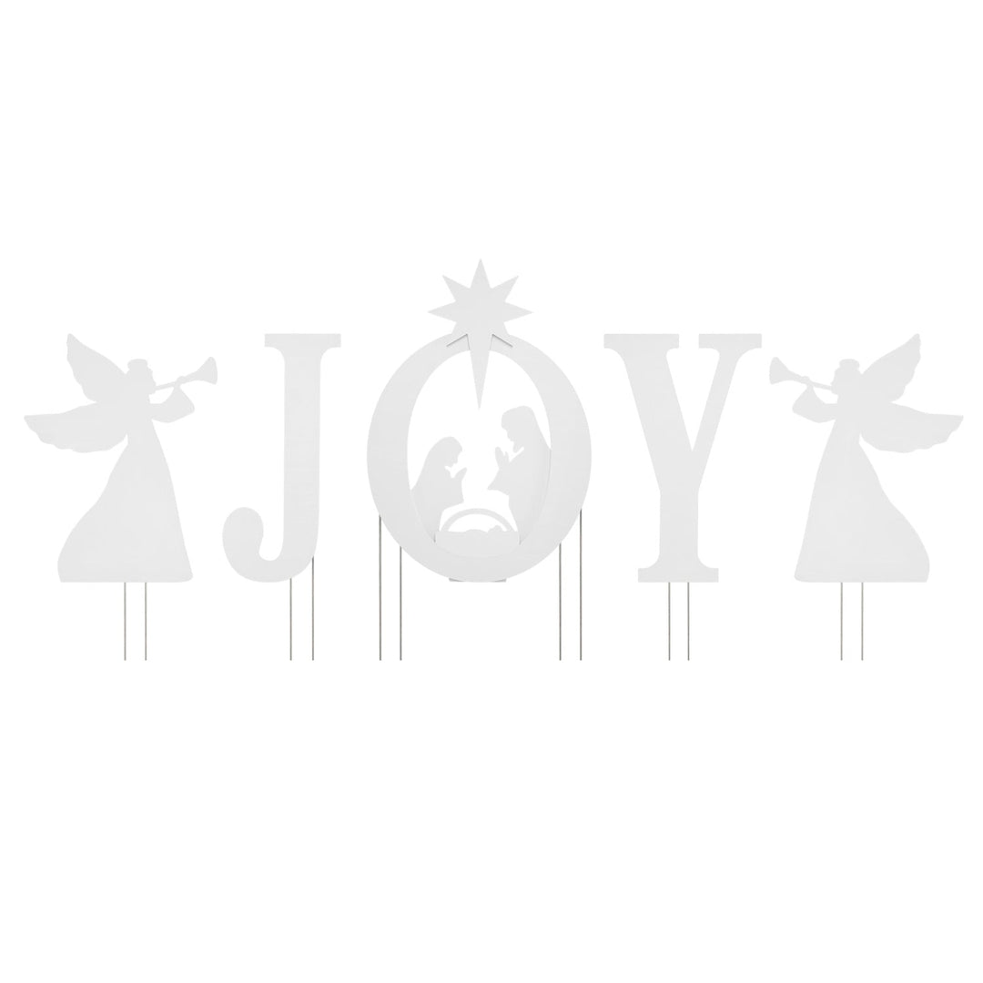 JOY Nativity Christmas Yard Sign Set with Angels - 5 Pieces