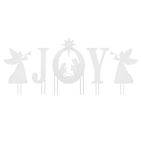 JOY Nativity Christmas Yard Sign Set with Angels - 5 Pieces
