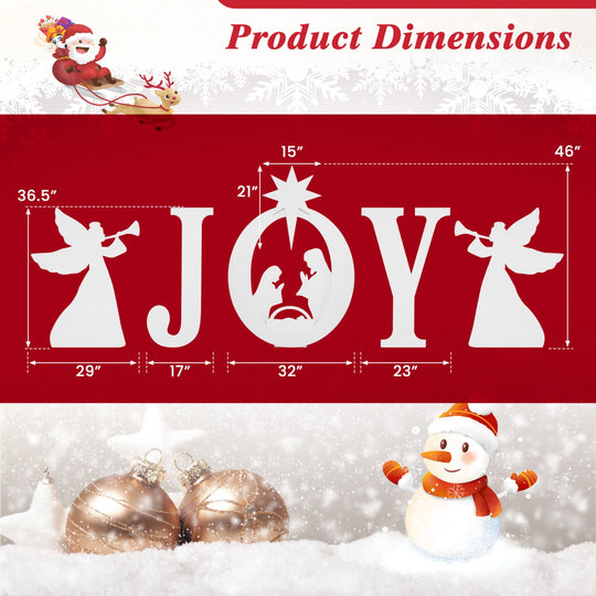 JOY Nativity Christmas Yard Sign Set with Angels - 5 Pieces