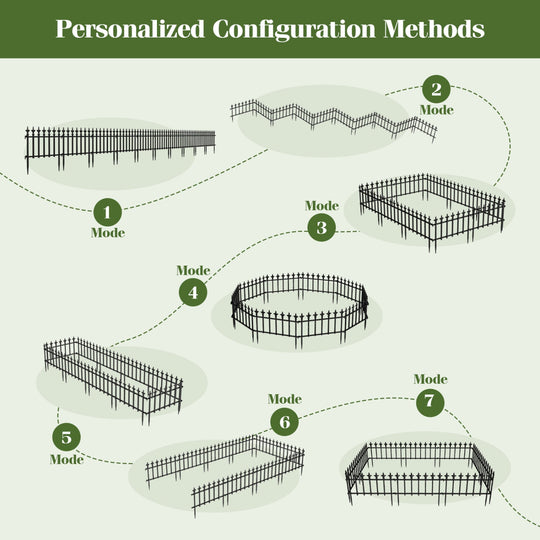Decorative Metal Garden Fence 5-Pack or 10-Pack No-Dig
