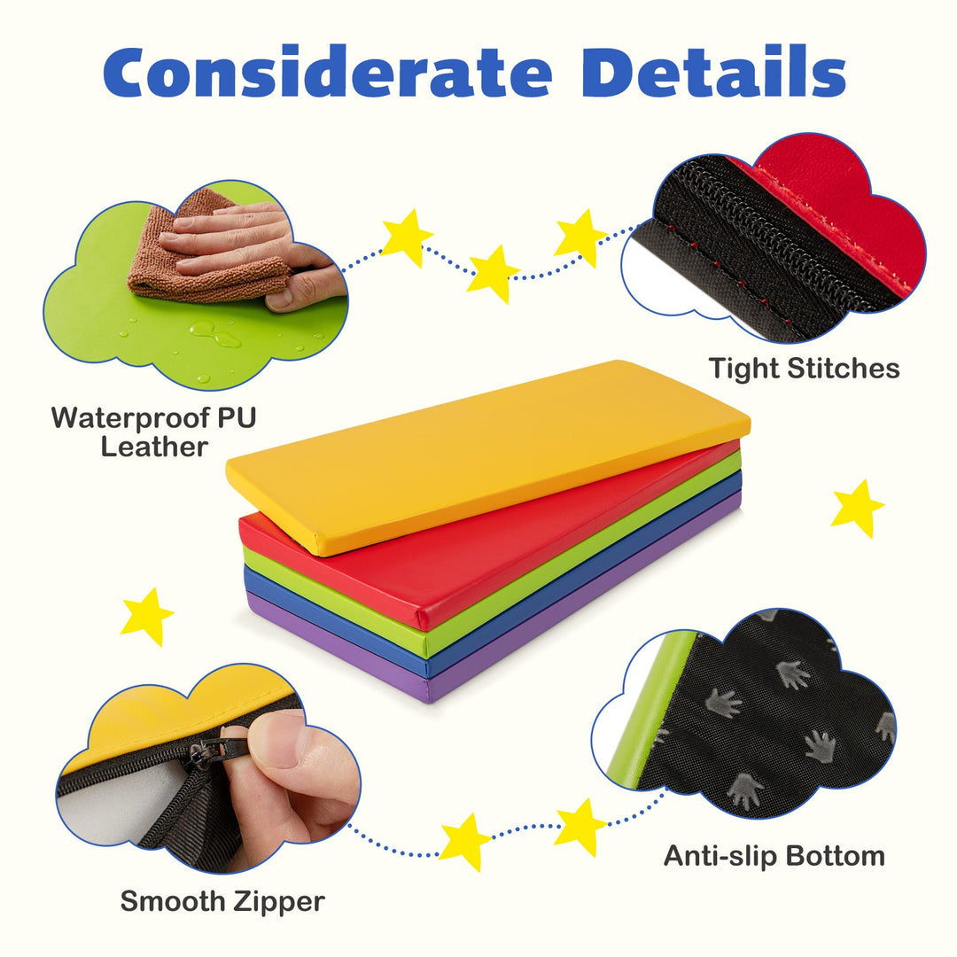5 Pack 2 Inch Toddler Thick Rainbow Rest Nap Mats