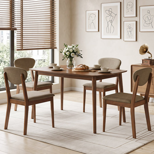 5-Piece Dining Set with Rectangular Table & 4 Fabric Chairs